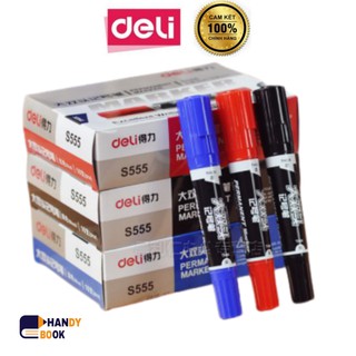 [1 Chiếc] Bút Dạ Dầu Deli – Bút Viết Không Xóa Deli – Bút Viết Kính Mực Không Xóa Deli – 2 Đầu - Size Đại