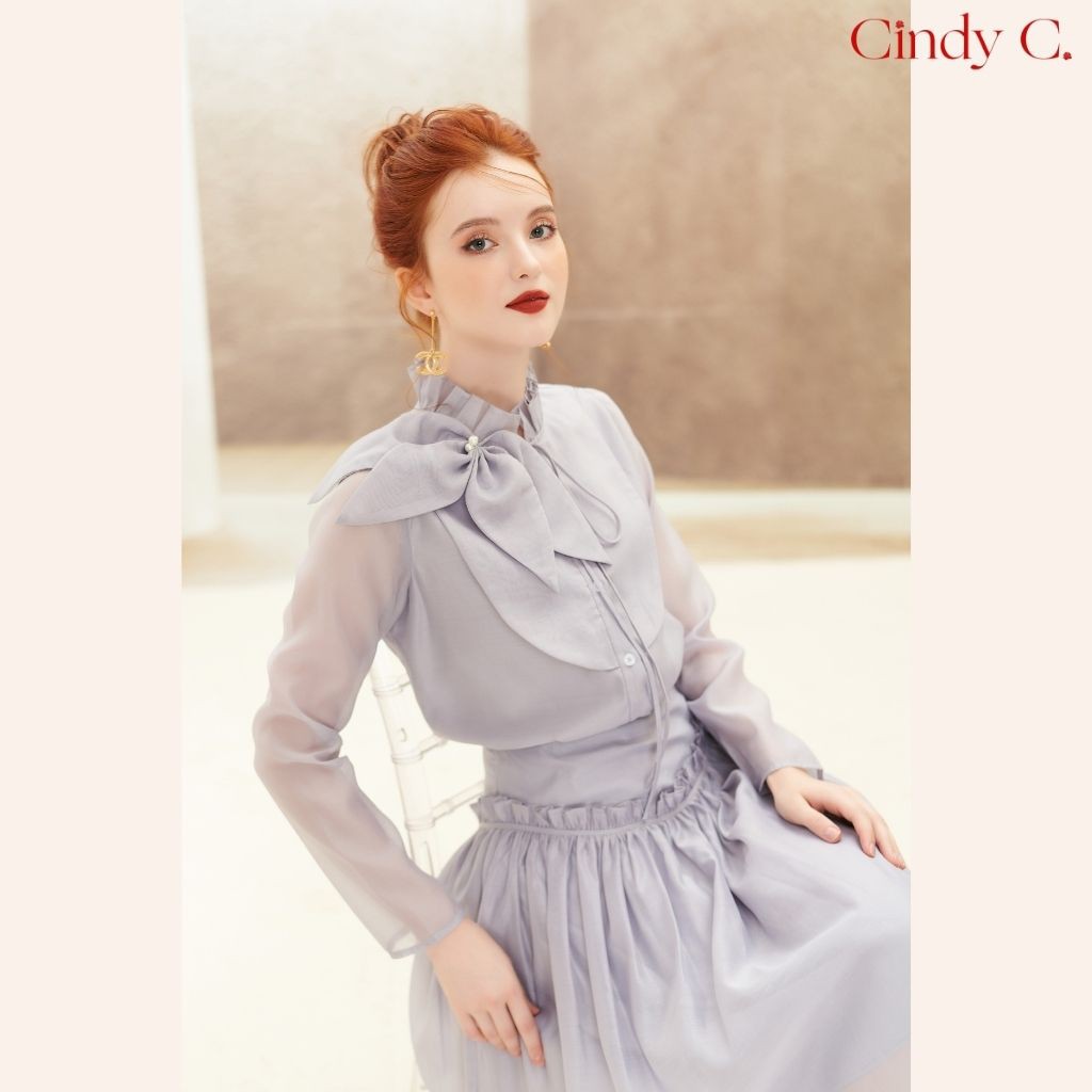 Áo và Chân Váy Otis CINDY C dài tay thiết kế ngực áo cách điệu, chất liệu organza 665/ 668 / 593