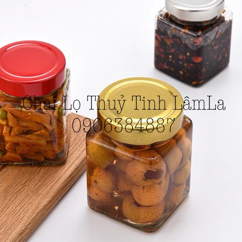 Hũ Thuỷ Tinh Vuông Nắp Thiết Dày 200ML 280ML 380ML 500ML 730ML