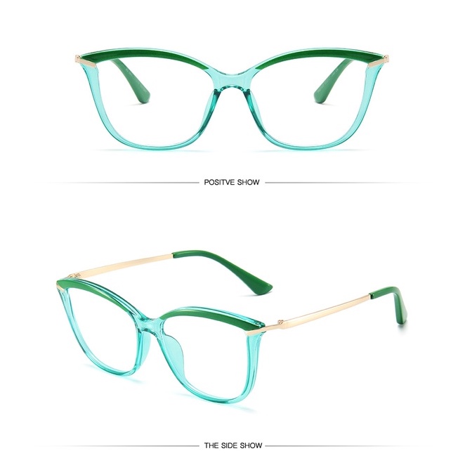 Kính TR90 gọng kim loại chống ánh sáng xanh phong cách Hàn Quốc