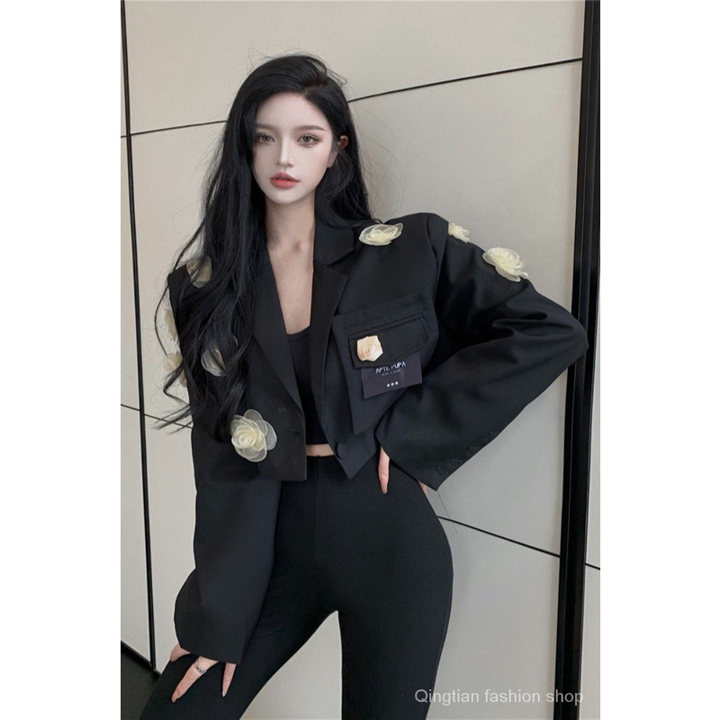 2021Autumn New All-Matching Short Suit Jacket Women's Long-Sleeved Suit