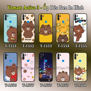 Ốp lưng Vsmart Active 3 dẻo đen in hình BST Gấu Nâu Cute