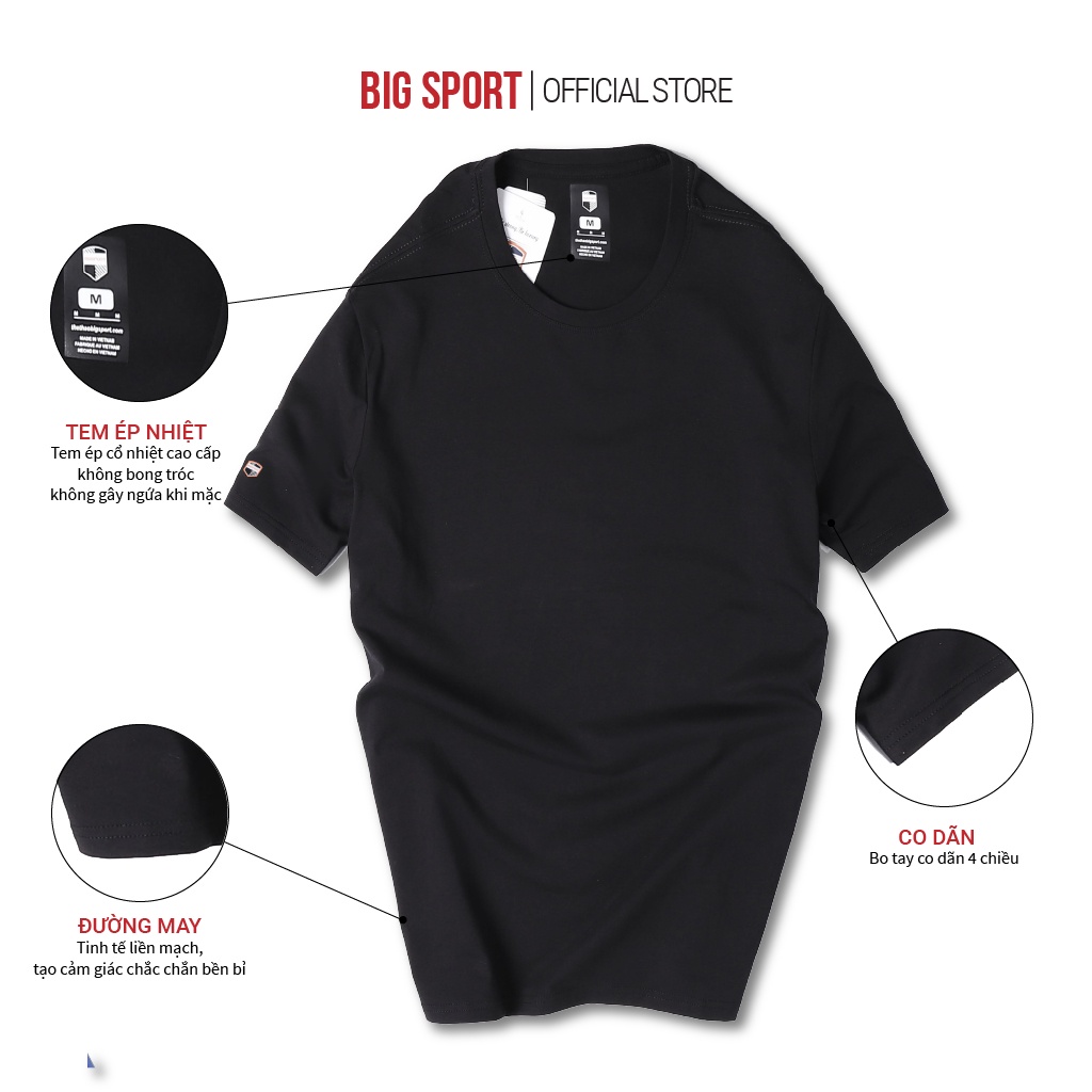 Áo Phông Nam Unisex Cổ Tròn Áo Thể Thao Nam 100% Cotton Xuất Khẩu Cao Cấp Thoáng Mát Thấm Hút Mồ Hôi - Big Sport, BS01