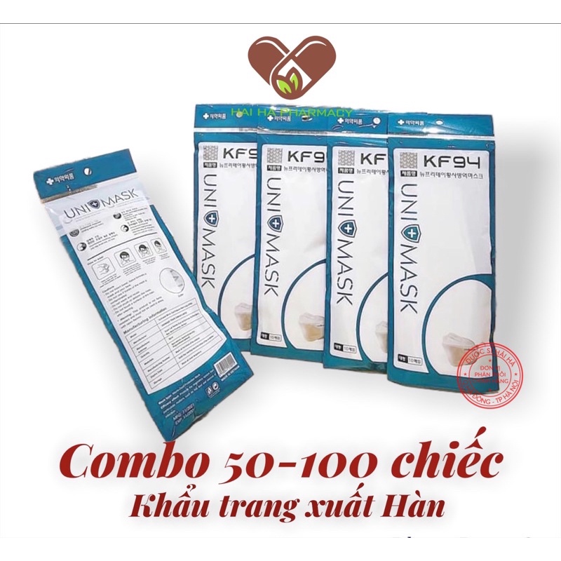 [ Combo 50-100 Chiếc  ] Khẩu Trang 4 Lớp KF94 UNI MASK Chống Bụi Mịn Và Kháng Khuẩn Hàng Cao Cấp Xuất Hàn  UNM