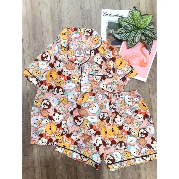 Đồ Bộ Pijama Lụa Hàn Đùi Đồ Bộ Mặc Nhà Đồ Bộ Nữ _ Tay ngắn quần đùi (40kg đến 75kg).