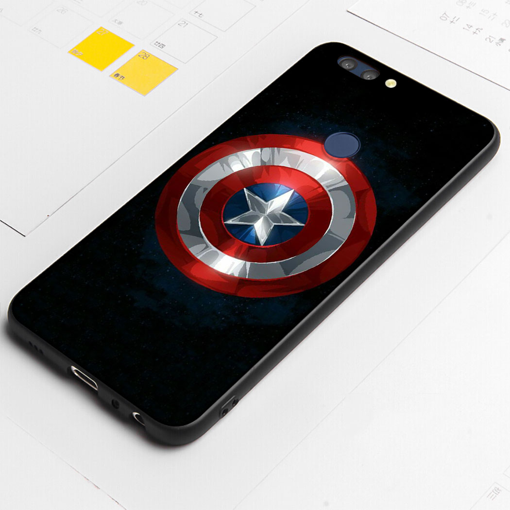 MARVEL Ốp Điện Thoại Silicon Dẻo Viền Đen Họa Tiết Khiên Của Captain America Cho Huawei Mate 20 30 Lite Pro Nova 2i 2 Lite Xc13