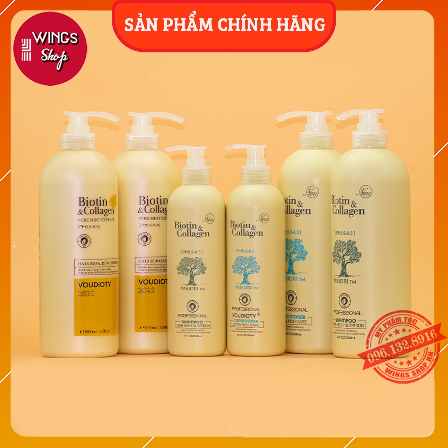 Cặp Dầu Gội Xả Biotin Collagen Trắng 500ml-1000ml | Giảm Rụng Tóc, Kích Mọc Tóc, Phục Hồi Tóc Khô Xơ | Hàng Chính Hãng