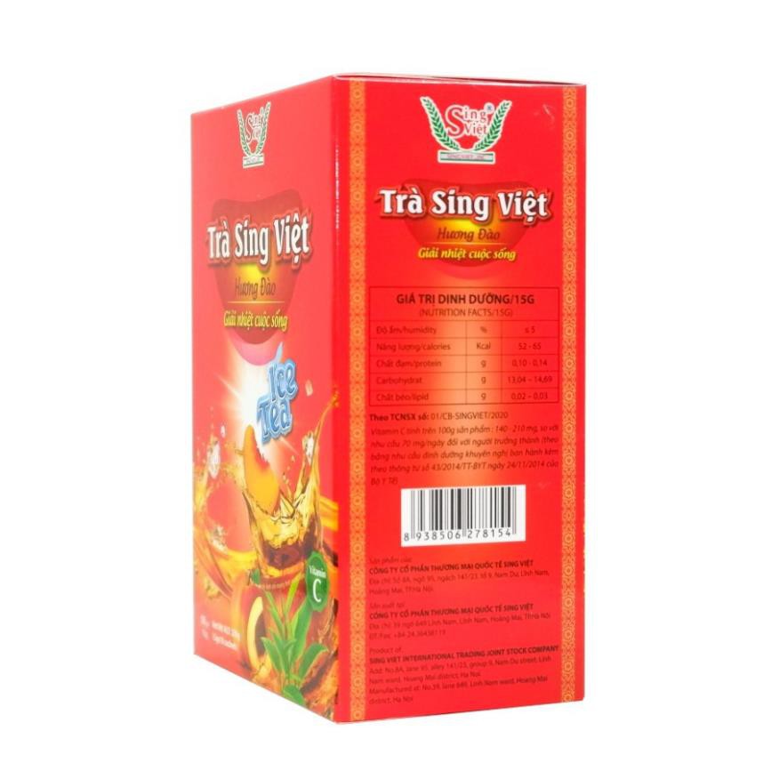 TRÀ ĐÀO Sing Việt 270g (Hộp gồm 18 túi x 15g) - Giúp bạn hết mệt mỏi, giảm stress, giải nhiệt cơ thể