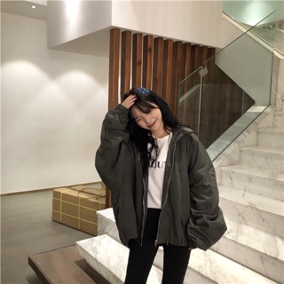 Áo khoác duy form oversize nón to