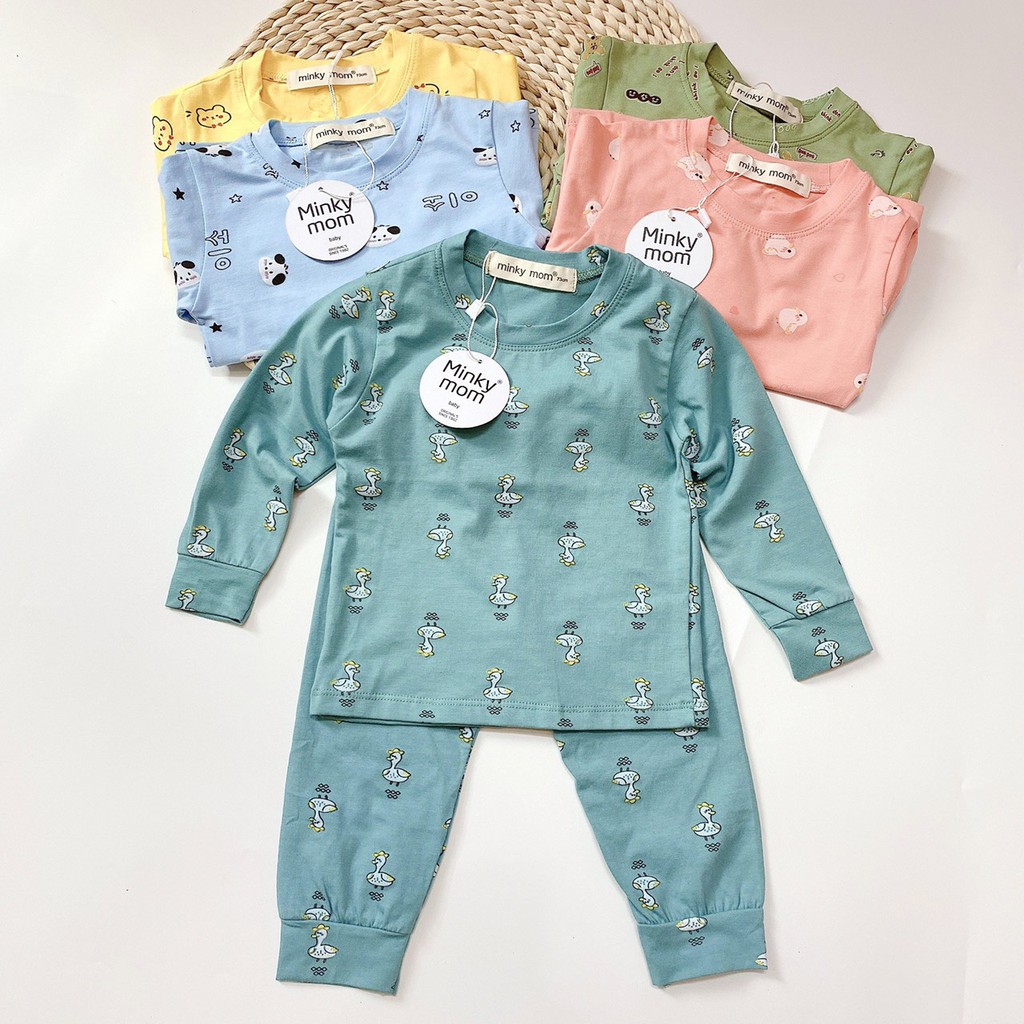 Bộ Cotton 100%  in hình thú nhí ngộ nghĩnh cho bé trai và bé gái