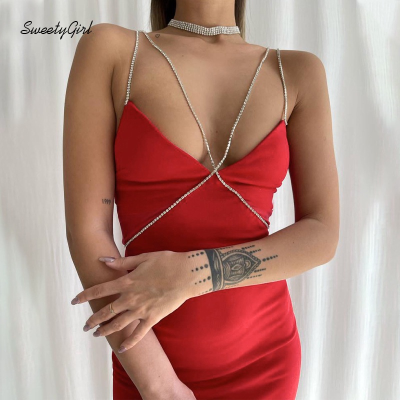 Đầm Hai Dây Phối Dây Xích Đan Chéo Thời Trang Dành Cho Nữ 2022