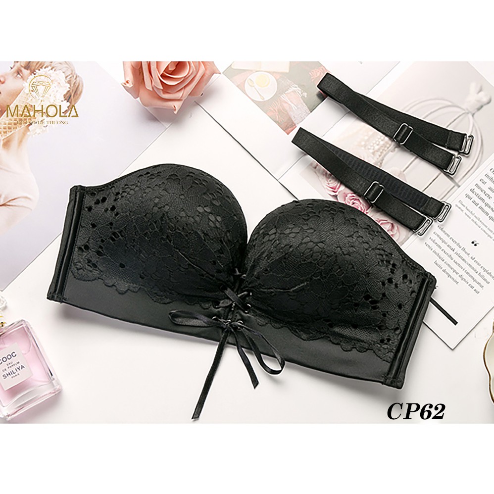 Áo Lót Mút Dày Cúp Ngang Su Không Dây Vai Không Gọng Nâng Ngực Tạo Khe Chữ V _Mahola_CP62