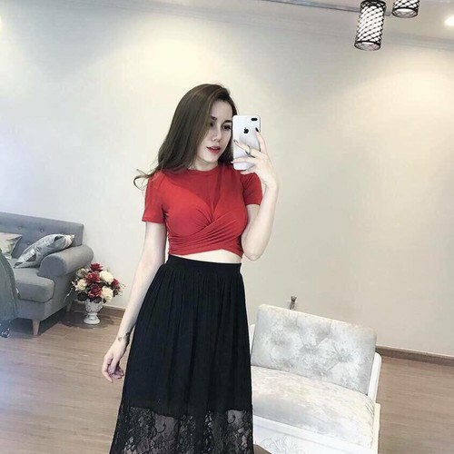 thun bozip-áo croptop xoắn eo xinh xắn siêu hot