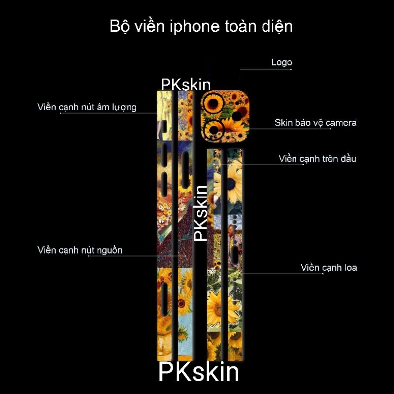 Miếng dán skin 3m viền in hình cho iPhone 12, 12 pro, 12 pro max, 12 mini theo yêu cầu