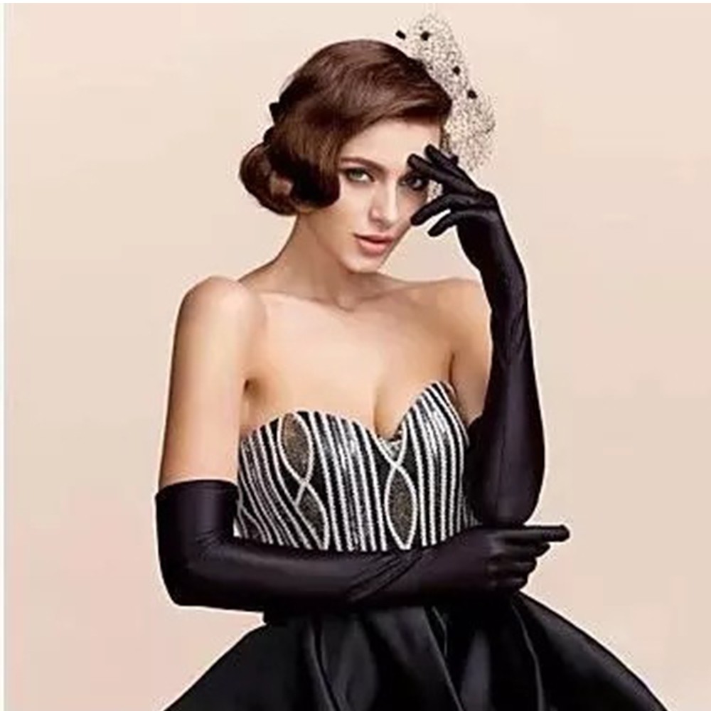 Găng tay dài chất liệu satin chống nắng cho nữ