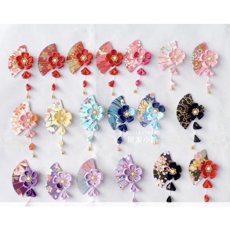 Kẹp tóc Kanzashi quạt phối hoa - Quà tặng Nhật Bản