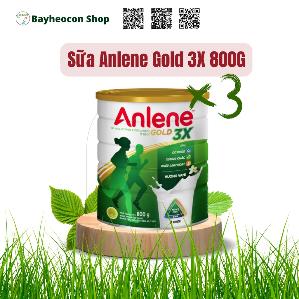 [Date 2024] [Mới] Bộ 03 lon sữa bột Anlene 3 khoẻ Gold Vani 3X 800g