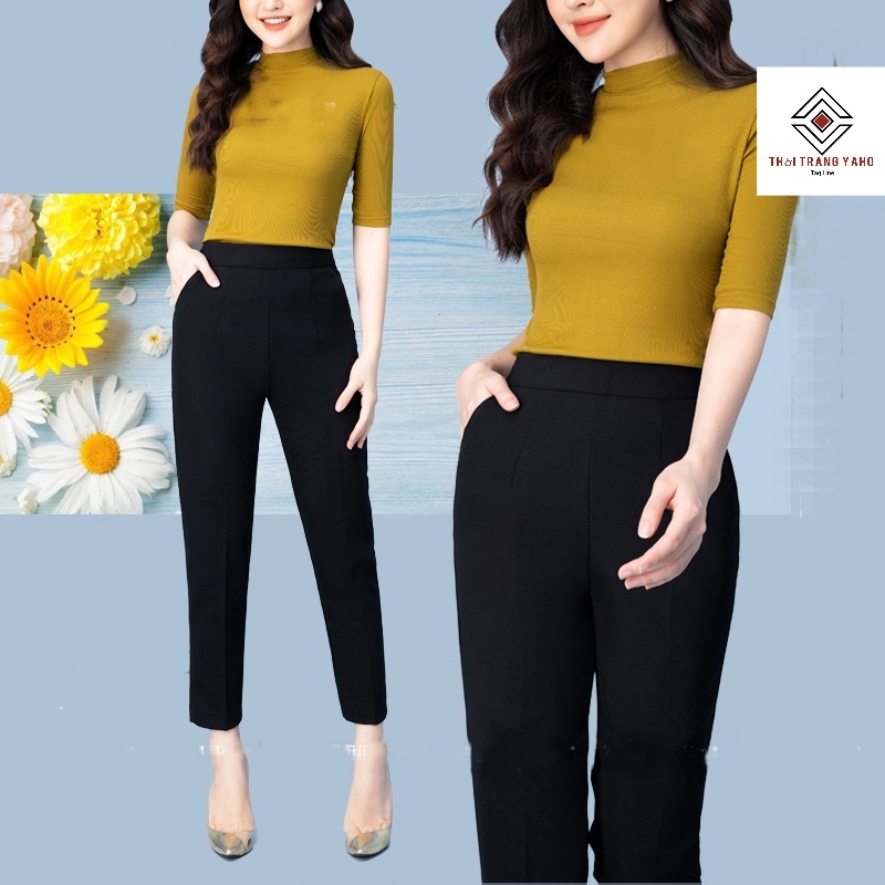 Quần Baggy nữ công sở cạp chun chất vải tuyết mưa mềm - Kiểu Quần tây bigsize nữ lưng cao màu đen mặc Đi làm - đi học