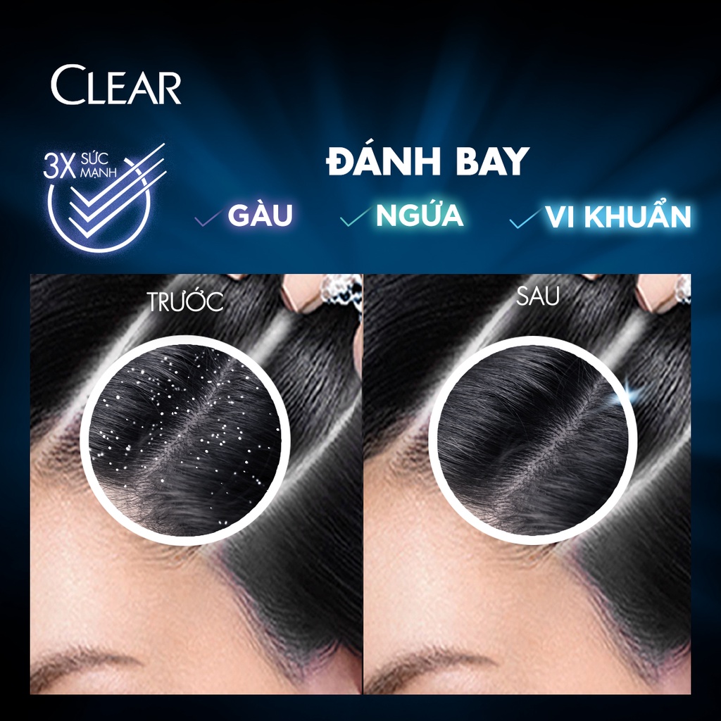 Dầu gội đầu Clear sạch gàu ngứa và vi khuẩn suốt 48 Giờ 880g