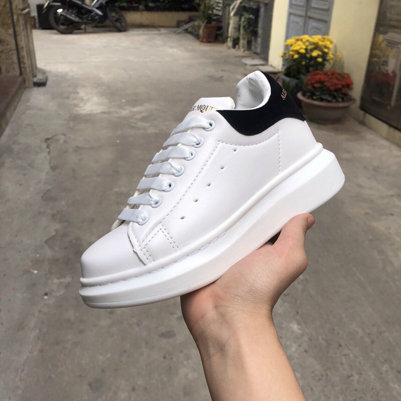 Giày MC Queen Unisex gót nhung đen dây lụa chất liệu da mền đi êm full bil + full box 11