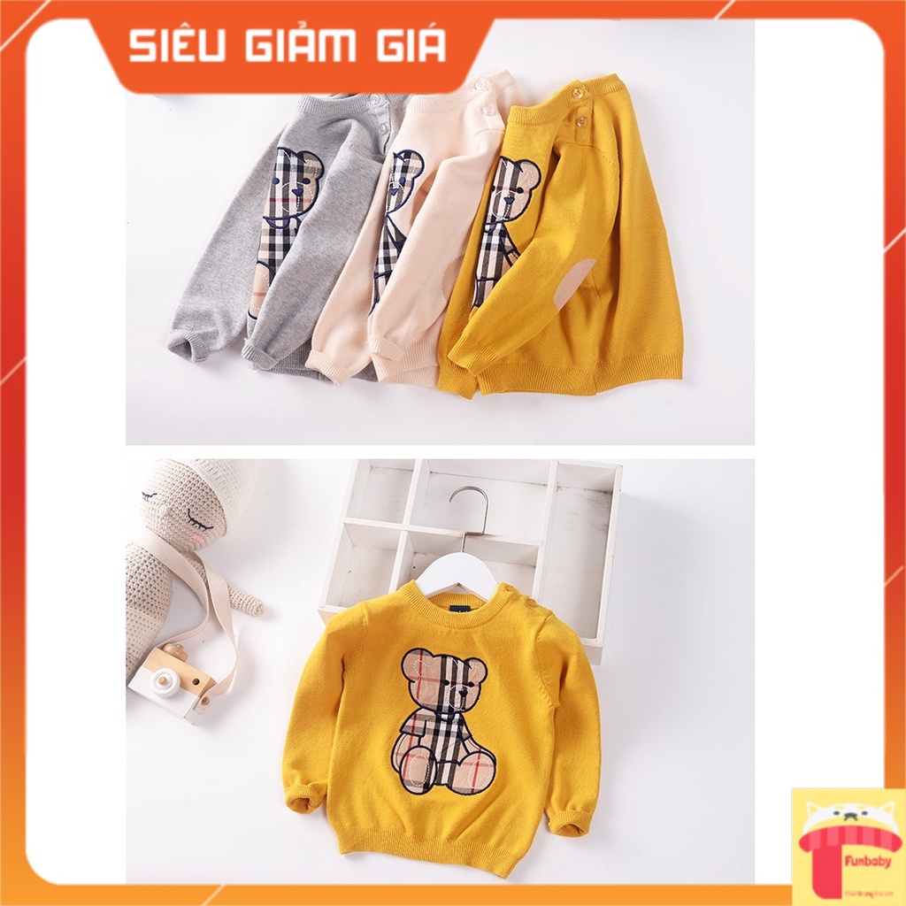 Áo len trẻ em bé gái xuất Hàn 1-6 tuổi hãng mimi đáp hình Gấu, Áo ấm cho bé đanh sợi không bai xù phong cách Hàn Quốc