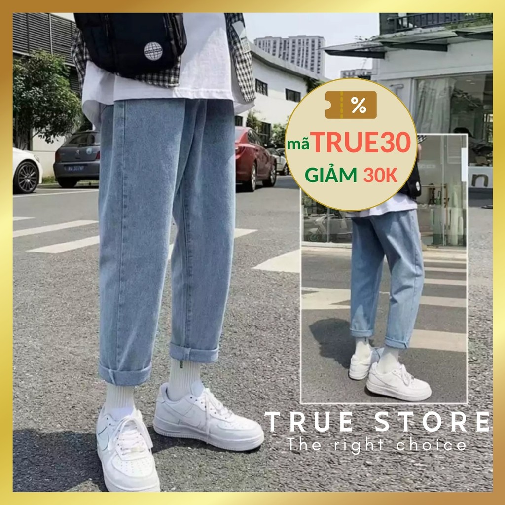 Quần baggy jean nam nữ xanh đen dáng suông ống rộng, quần jean nam nữ unisex thời trang trẻ cao cấp, True Store, QJ1