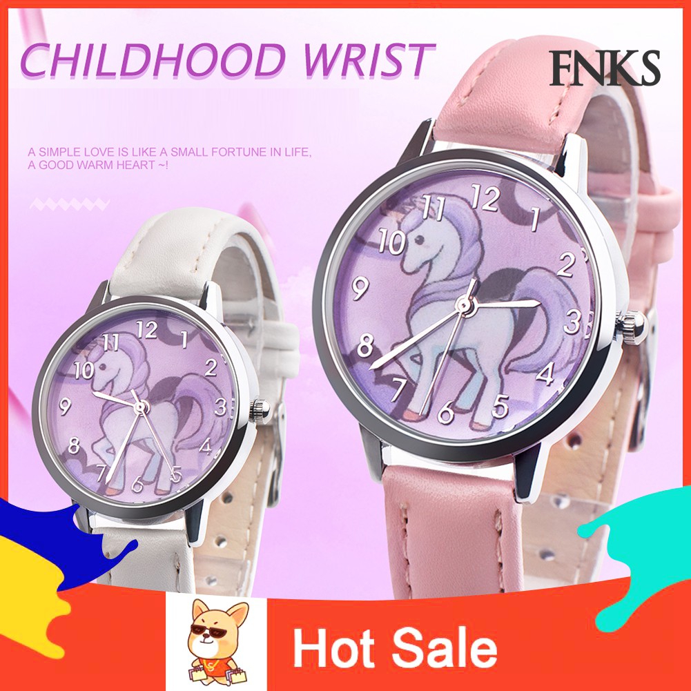 Đồng Hồ Dây Giả Da Họa Tiết Hoạt Hình Cho Bé Trai / Gái