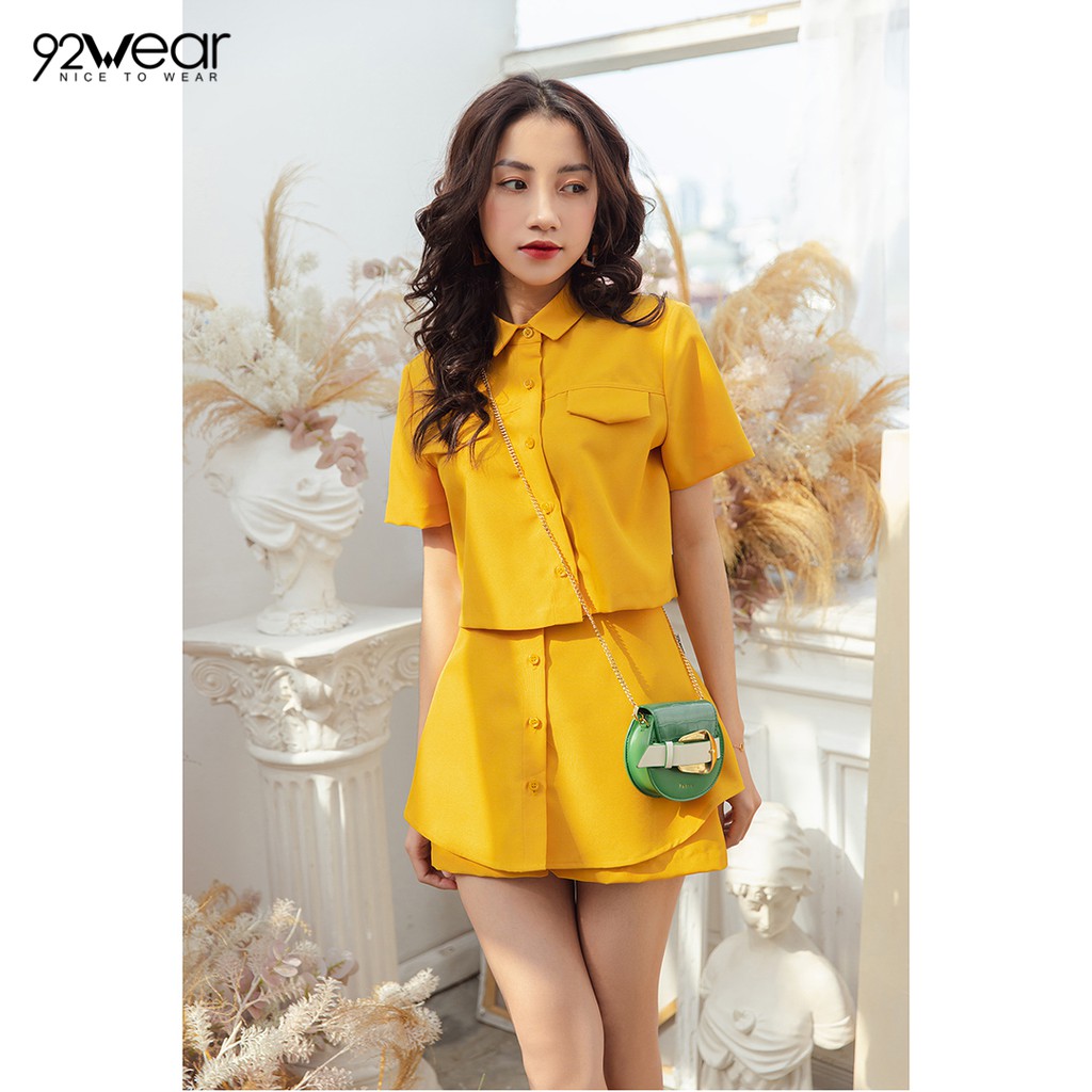 Áo sơ mi nữ ngắn tay nắp túi 92WEAR ASW0762