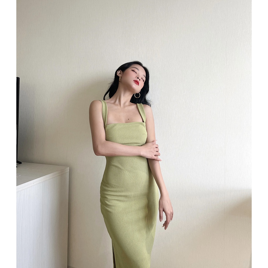 BBSTORE'S Đầm Body Hai Dây Xẻ Tà Thun Co giãn Thích Hợp Đi Chơi Dự Tiệc  -D955