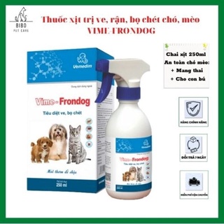 Thuốc xịt trị ve, bọ chét cho chó mèo Vime Frondog 250ml an toàn hiệu quả cho cả chó mèo mang thai và cho con bú