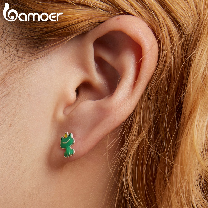 BAMOER Bông Tai bạc 925 HìNh ẾCh ĐíNh Đá ThờI Trang Cho Nữ SCE1380