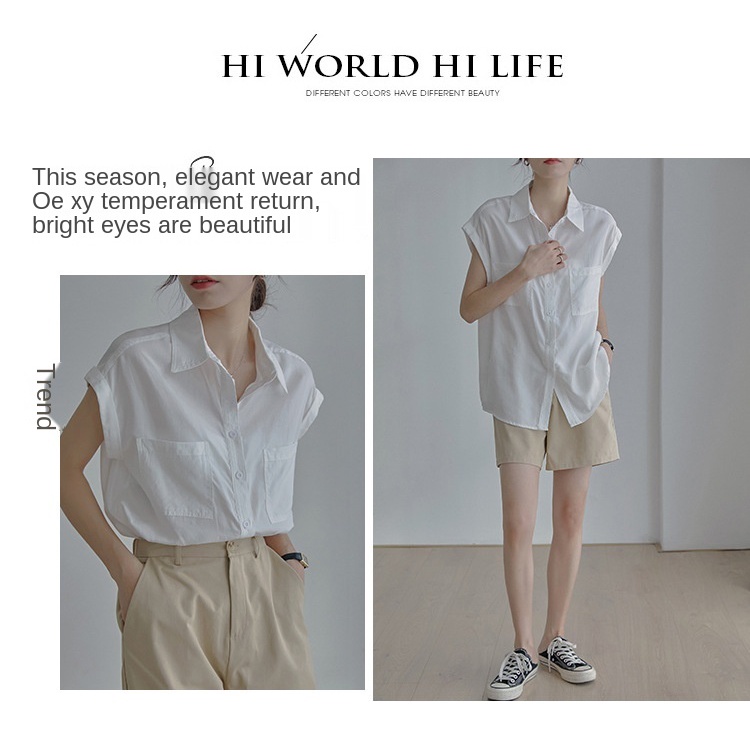 Áo Sơ Mi Trắng Tay Ngắn Hai Túi Dáng Rộng Thời Trang Mùa Hè Hàng Mới  Dành Cho Bạn Nữ