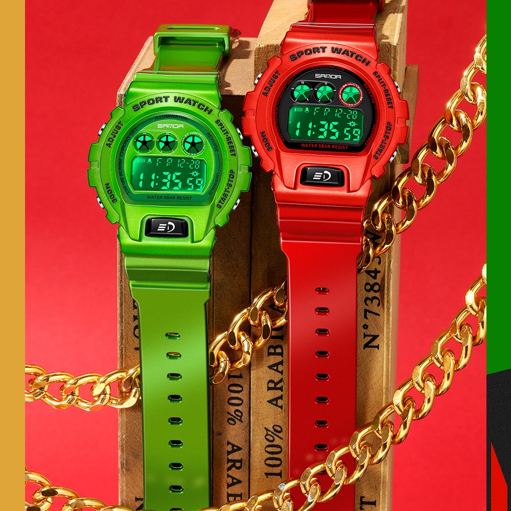 Đồng Hồ Điện Tử Thể Thao Sanda Chống Thấm Nước Có Đèn LED Phát Sáng Đa Năng Dành Cho Nữ 2017-6