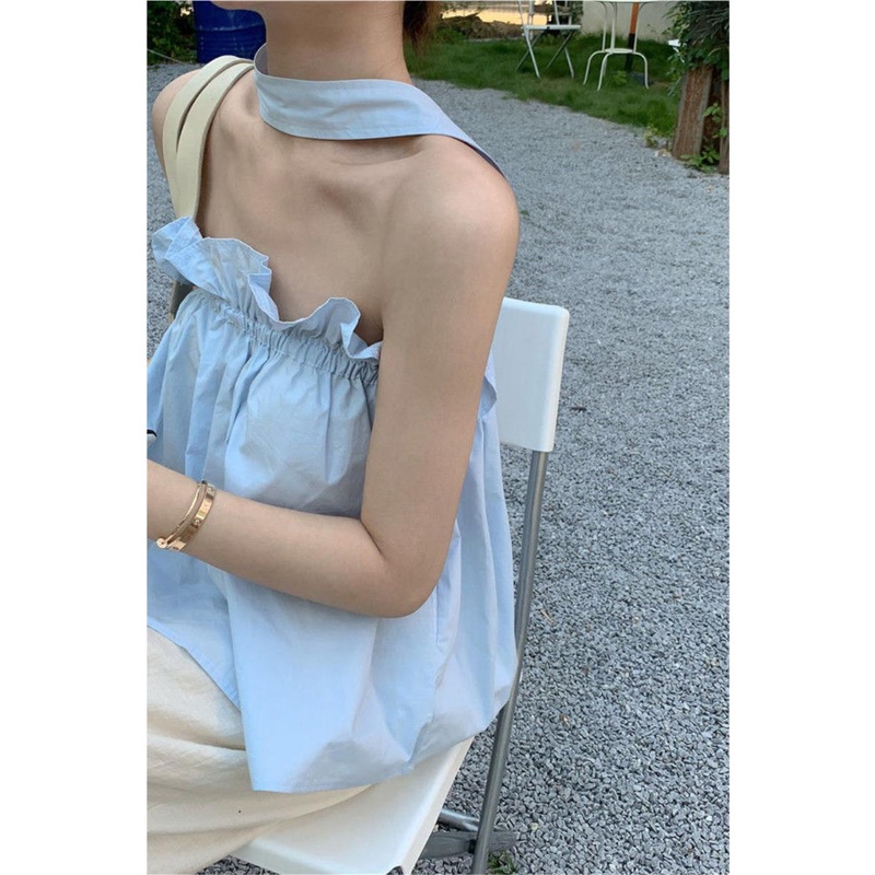 Áo Hai Dây Dáng Rộng Màu Trơn Phong Cách Pháp Thời Trang Mùa Hè Cho Nữ | BigBuy360 - bigbuy360.vn