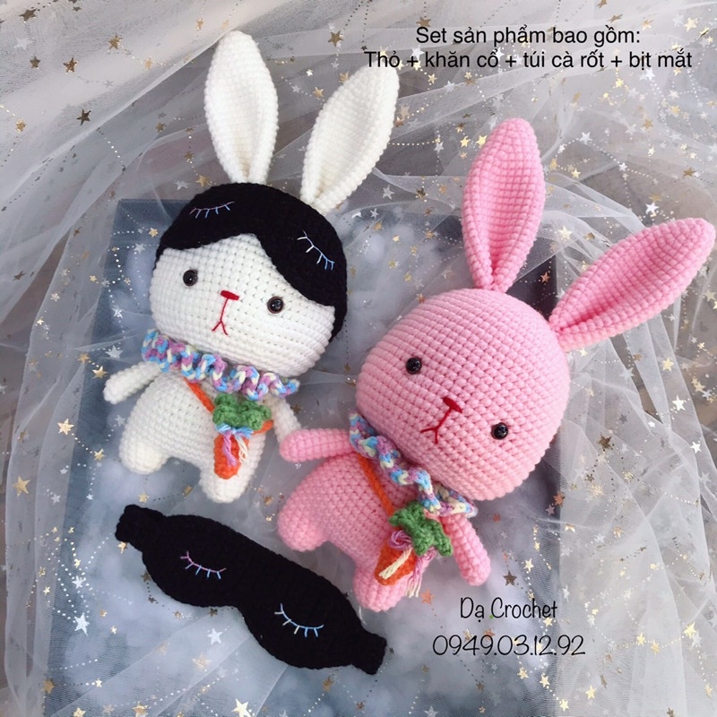 Thỏ Nhồi Bông Bằng Len Dễ Thương Cho Bé - Thú Bông Handmade Đan Móc Thủ Công Bằng Tay