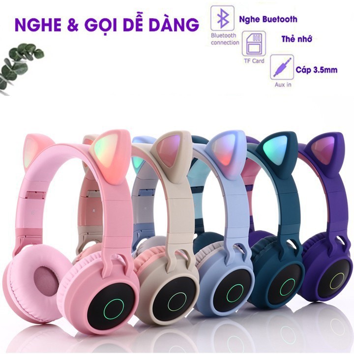 Tai Nghe Bluetooth Mèo P39M, Headphone Tai Mèo Có Mic, Âm Bass Mạnh Mẽ Và Dung Lượng Pin Khủng 400mAh BH 12 Tháng