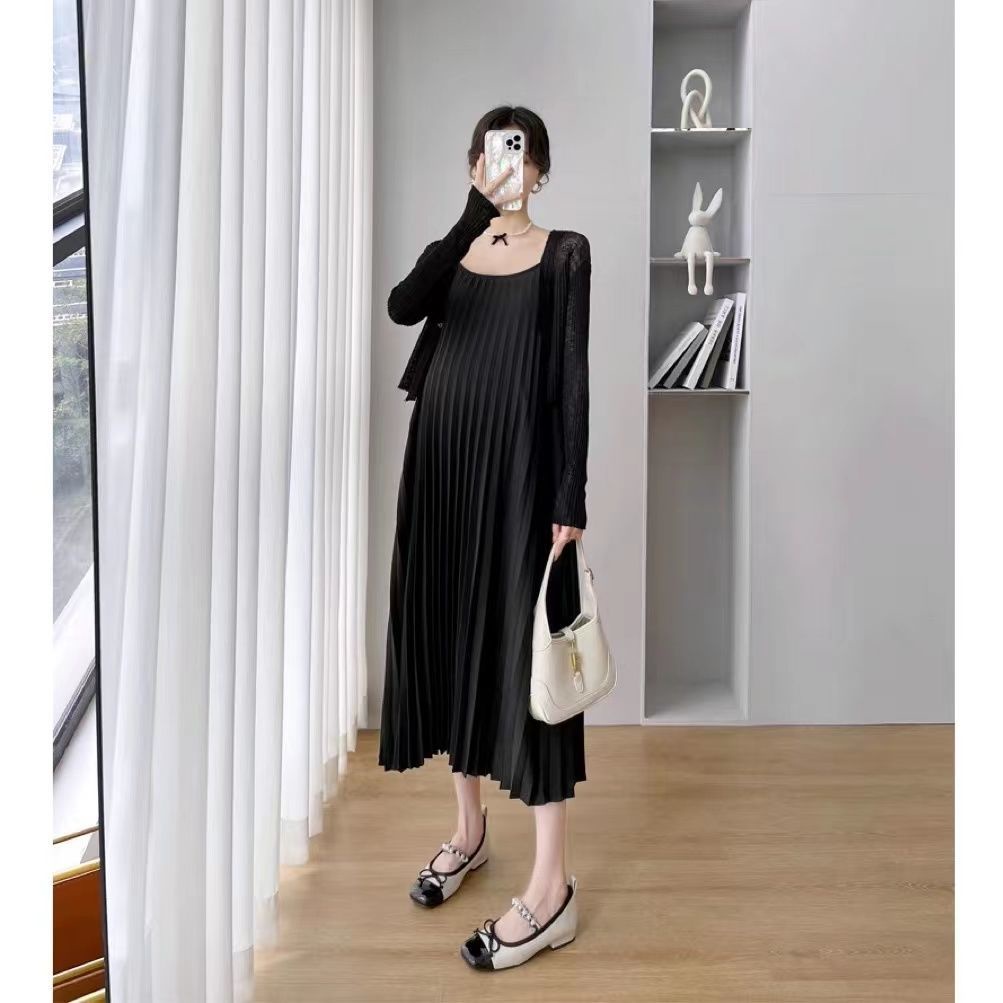 Váy Bầu Xếp Li + Áo Khoác Cardigan Chiffon Chống Nắng Mùa Hè Phong Cách Mới cardigan váy bầu đầm bầu dự tiệc đầm bầu
