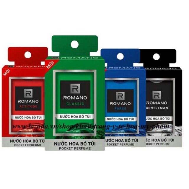 NƯỚC HOA ROAMNO CAO CẤP CLASSIC/ ATTITUDE/ FORCE/ GENTLEMAN BỎ TÚI 18ML