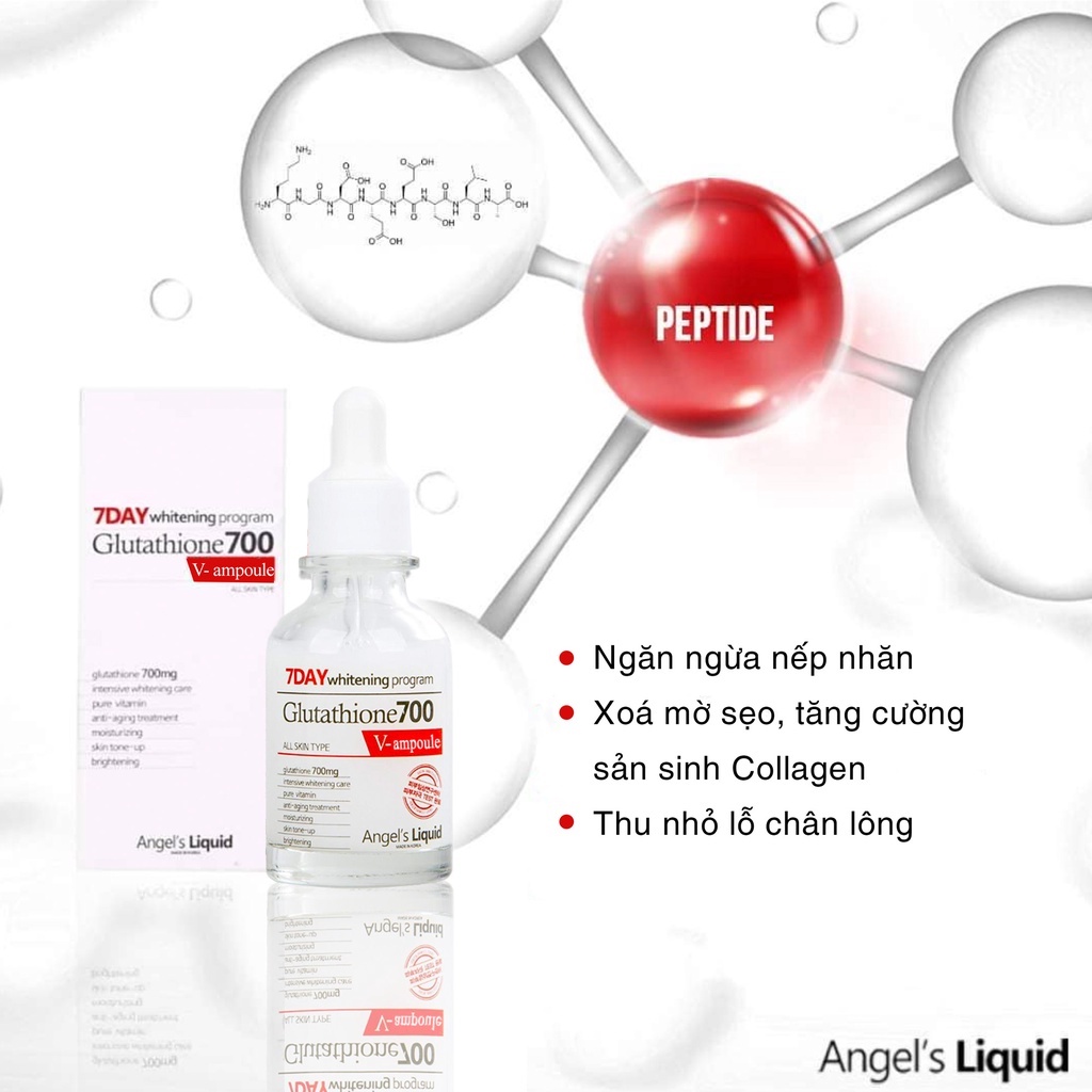 Serum Angel's Liquid 7 Day Whitening Program Glutathione 700 V-Ample dưỡng trắng 30ml