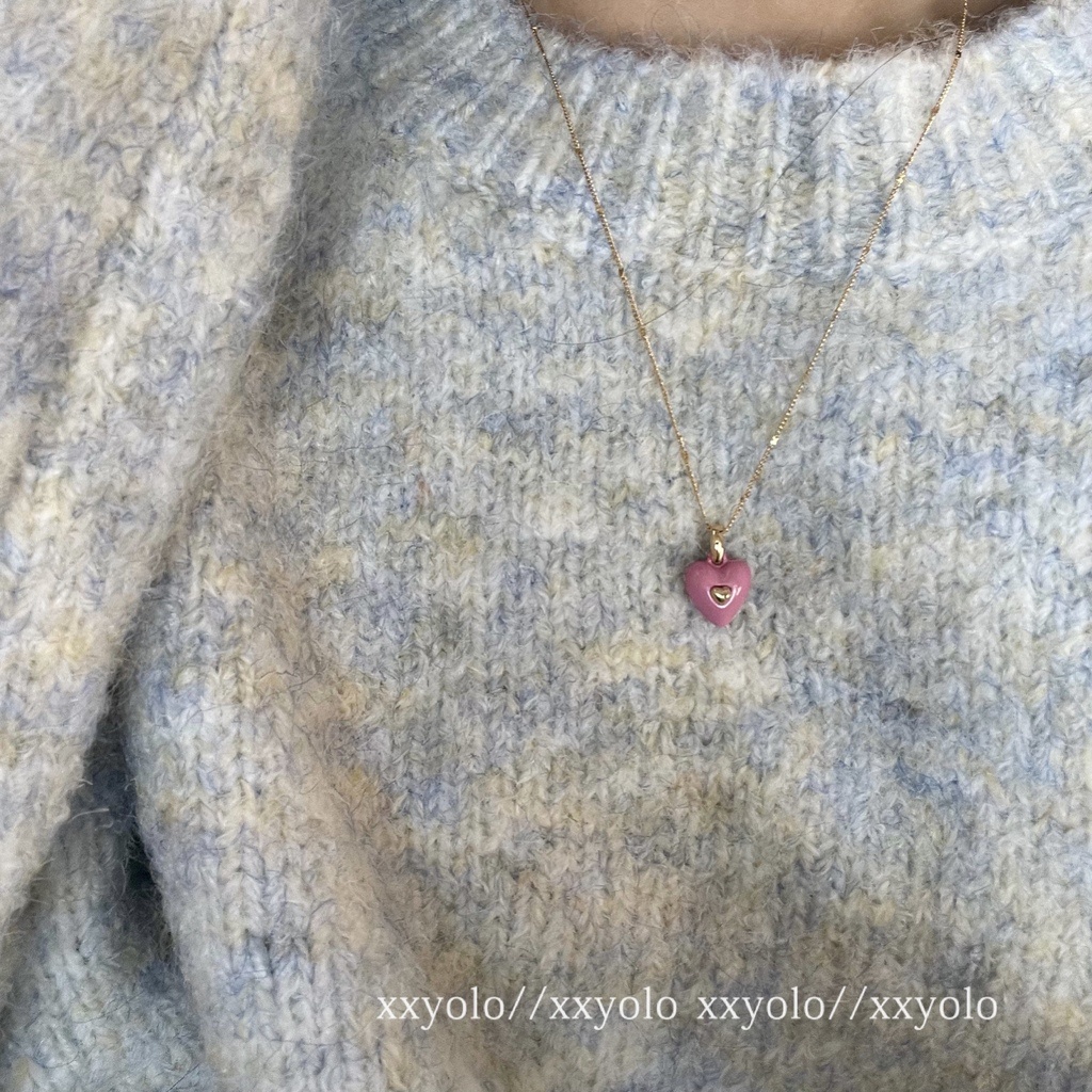 Vòng cổ Mặt Hình Trái Tim Nhiều Màu Sắc Phong Cách Hàn Quốc Sang Trọng