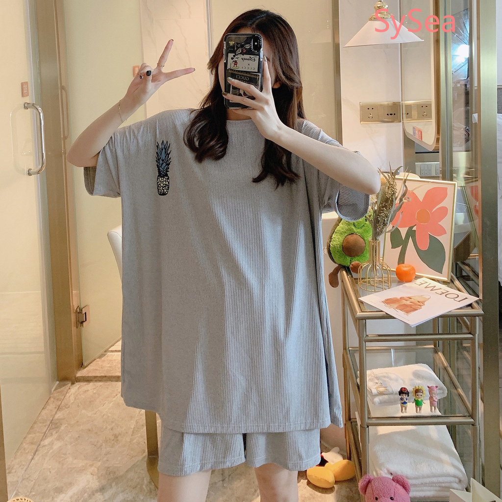 Bộ đồ ngủ dáng rộng size lớn thời trang mùa hè cho nữ