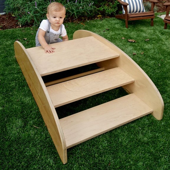 RADKids, Cầu thang kết hợp thuyền bập bênh bằng gỗ CLM_002, 55x117x30cm, Scandi Home