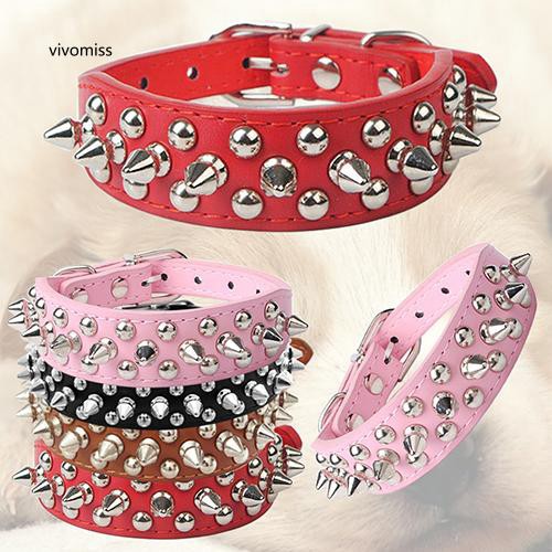 Vòng cổ da đính đinh tán cho thú cưng