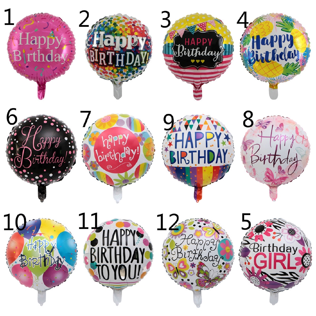 Bong Bóng Chữ Happy Birthday 18 inch Màu Đen Hồng Dùng Trang Trí Tiệc Sinh Nhật 14 Màu Tùy Chọn