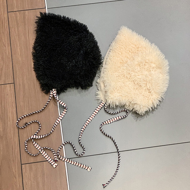 Mũ beanie Dày Buộc Dây Màu Sắc Trơn Thời Trang