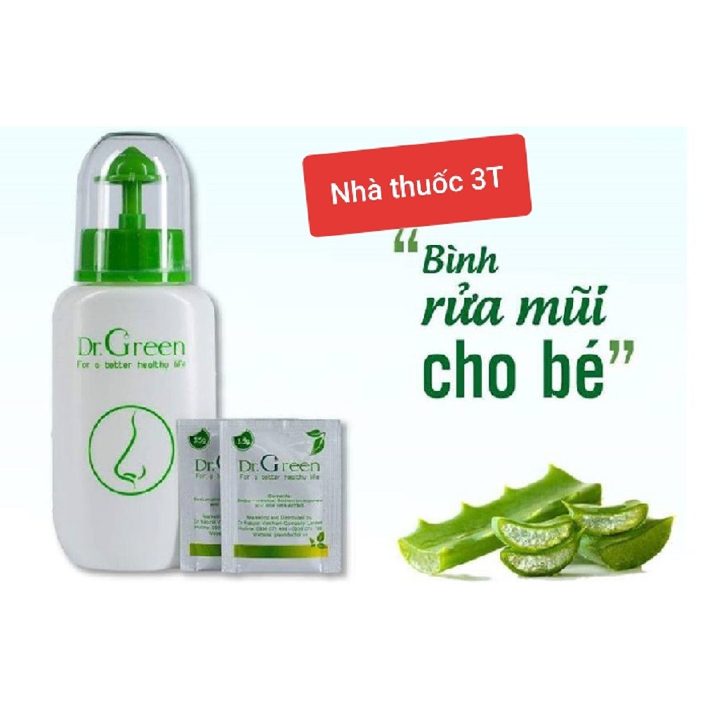 Bình rửa mũi Dr.Green tặng kèm 10 gói rửa mũi muối biển nha đam. | BigBuy360 - bigbuy360.vn