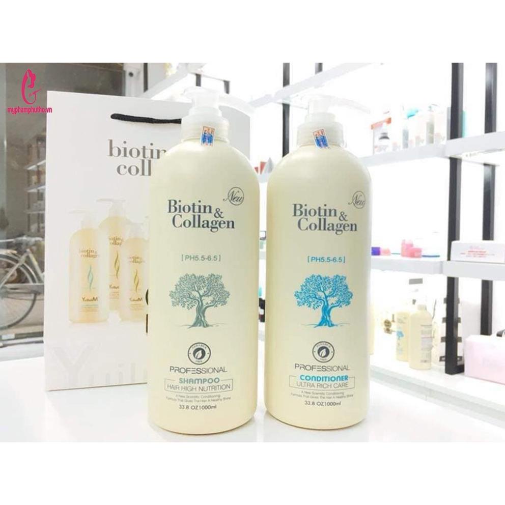 Cặp Dầu Gội Xả Biotin Collagen Trắng | Giảm Rụng Tóc,Phục Hồi Tóc Khô Xơ, Hư Tổn 1000ML - Ads.cosmetics