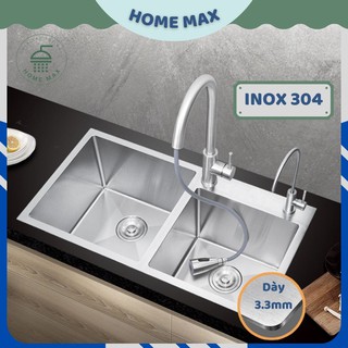 Chậu rửa bát inox 304, hàng dày 3.3mm kích thước  82X45CM chính hãng bảo hành 24 tháng .