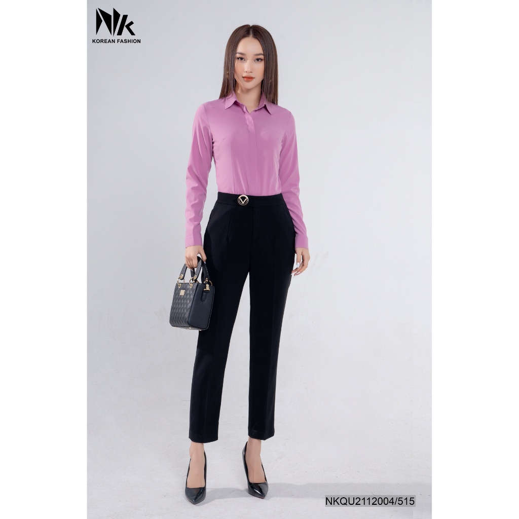 Quần Ống Đứng Nữ Công Sở NK Fashion Thiết Kế Quai Nhê Dáng Dài Sang Trọng, Chất Liệu Vải Co Giãn Và Mềm Mịn NKQU2112004