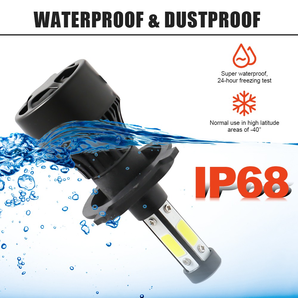 Bóng đèn pha Led 4 mặt 10000lm H4 H1 H7 H8 H9 H11 H16 9005 Hb3 9006 Hb4 3000k 6000k 8000k cho xe hơi UNi-SHiNE